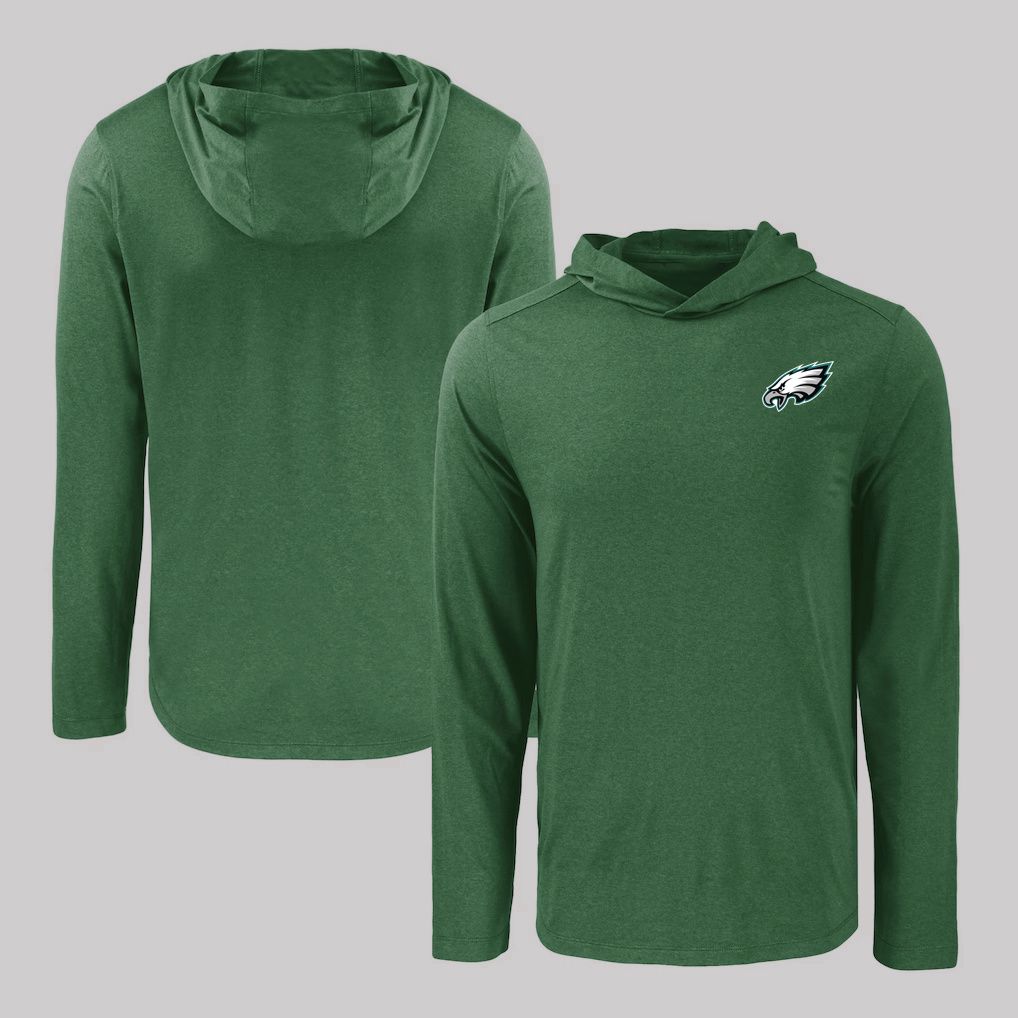 Men 2026 NFL Philadelphia Eagles Hooded long sleeved T-shirt green 06->->Sports Accessory